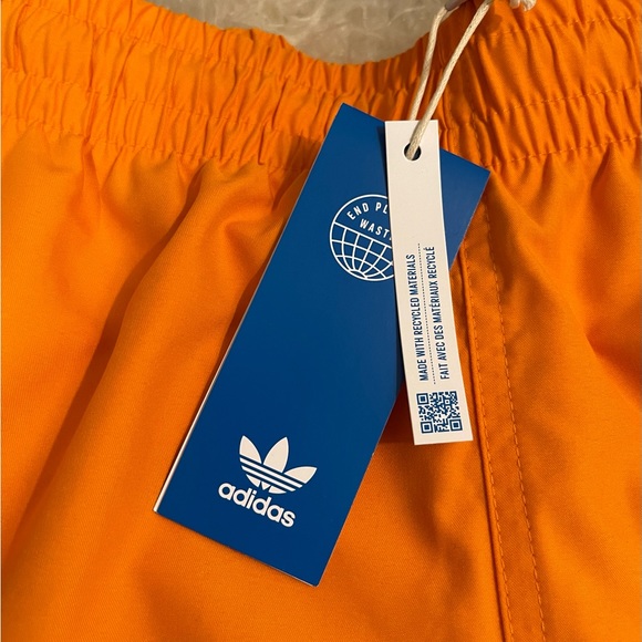 NWT Adidas Three Stripe Swim Trunks Shorts Orange Men Size S Trefoil Originals - Picture 8 of 14